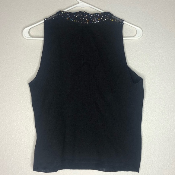 St. John black tank top multicolored rhinestones size P/Small - Picture 2 of 3